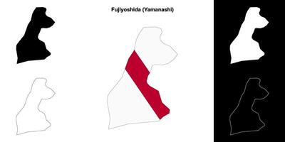 Fujiyoshida, Yamanashi outline map set vector