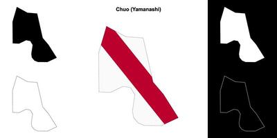 Chuo, Yamanashi outline map set vector