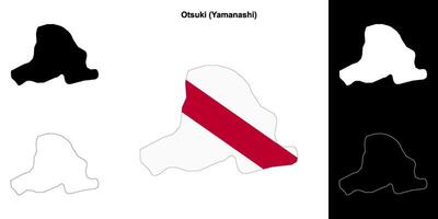Otsuki, Yamanashi outline map set vector