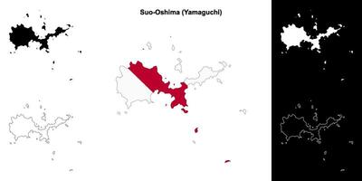 Suo-Oshima, Yamaguchi outline map set vector