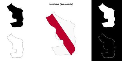 Uenohara, Yamanashi outline map set vector