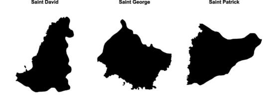 Saint David, Saint George, Saint Patrick outline maps vector