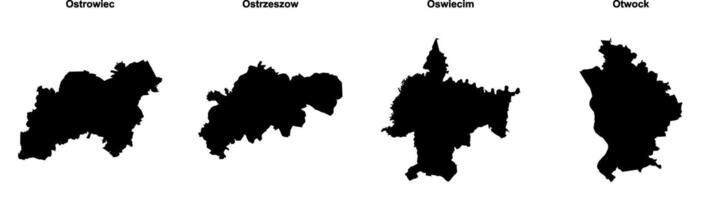 Ostrowiec, Ostrzeszow, Oswiecim, Otwock outline maps vector
