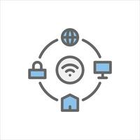 Internet of Things filled outline icon. Internet of Things color line illustration. vector