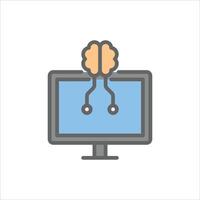 Brain Computer Interface filled outline icon. Brain Computer Interface color line illustration. vector