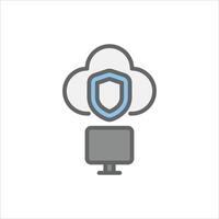 Cyber Security filled outline icon. Cyber Security color line illustration. vector