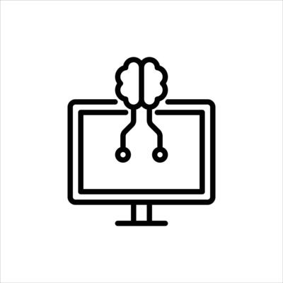 Brain Computer Interface outline icon. Brain Computer Interface black line illustration.