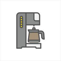 coffee machine filled outline icon. coffee maker color line illustration. vector