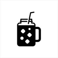 iced coffee glyph icon. beverage solid line illustration vector