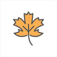 maple leaf filled outline icon. maple leaf color line illustration. vector