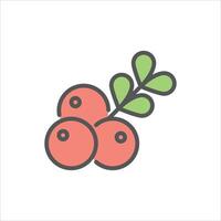 cranberries filled outline icon. cranberry color line illustration. vector