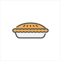 apple pie filled outline icon. pie color line illustration. vector