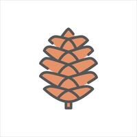 pine cone filled outline icon. pinecone color line illustration. vector