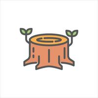 tree stump filled outline icon. tree color line illustration. vector
