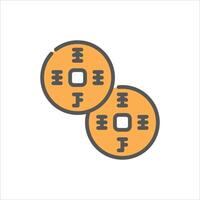 coin filled outline icon. coin color line illustration. vector