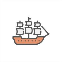 sailing ship filled outline icon. sailing ship color line illustration. vector