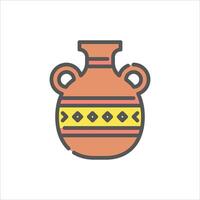 vase filled outline icon. vase color line illustration. vector