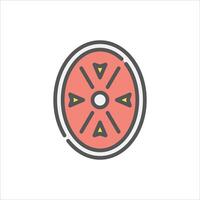 battle shield filled outline icon. shield color line illustration. vector