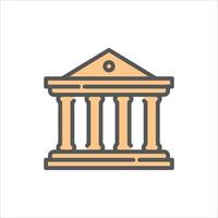 architecture filled outline icon. old building color line illustration. vector
