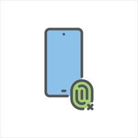 fingerprint not match filled outline icon. fingerprint error color line illustration. vector