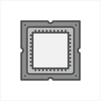processor filled outline icon. chipset color line illustration. vector