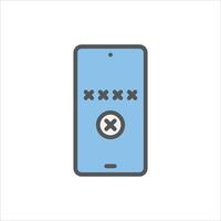 wrong password filled outline icon. smartphone error color line illustration. vector
