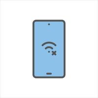 no signal filled outline icon. smartphone problem color line illustration. vector