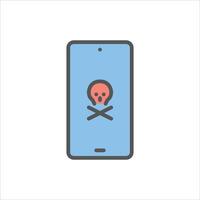 broken smartphone filled outline icon. damage smartphone color line illustration. vector