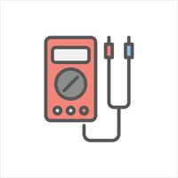 multimeter filled outline icon. voltage test color line illustration. vector