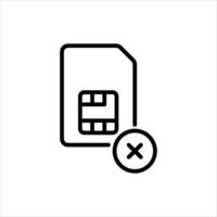 no sim card outline icon. sim card error black line illustration. vector