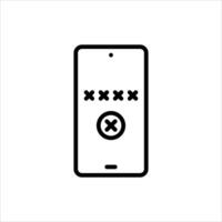 wrong password outline icon. smartphone error black line illustration. vector