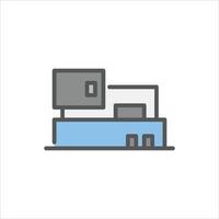 bauhaus building filled outline icon. architecture color line illustration. vector