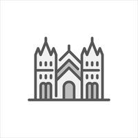 gothic building filled outline icon. architecture color line illustration. vector