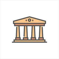 greek building filled outline icon. architecture color line illustration. vector