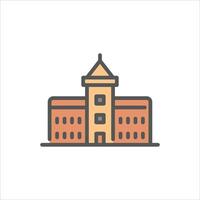 old building filled outline icon. architecture color line illustration. vector