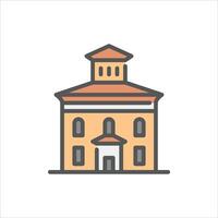 Italianate building filled outline icon. architecture color line illustration. vector