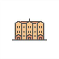 vintage building filled outline icon. architecture color line illustration. vector