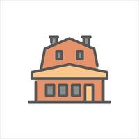 classic house filled outline icon. architecture color line illustration. vector