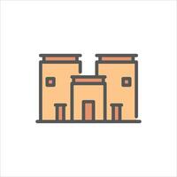 egyptian house filled outline icon. architecture color line illustration. vector