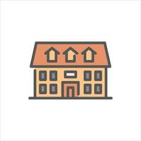 colonial building filled outline icon. architecture color line illustration. vector