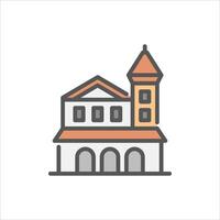 victorian house filled outline icon. architecture color line illustration. vector