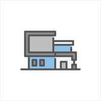 modern house filled outline icon. architecture color line illustration. vector