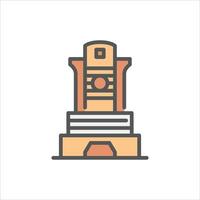 post modern building filled outline icon. architecture color line illustration. vector