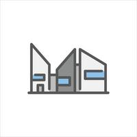post modern building filled outline icon. post modern architecture color line illustration. vector