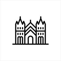 gothic building outline icon. architecture black line illustration. vector