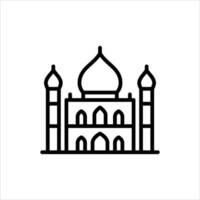mosque building outline icon. architecture black line illustration. vector