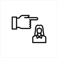 layoff outline icon. female employee black line illustration. vector
