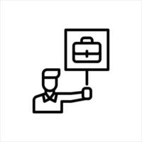 male protest outline icon. job vacancy black line illustration. vector