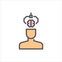 brain transplant filled outline icon. brain transplant color line illustration. vector