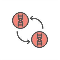 dna clone filled outline icon. dna clone color line illustration. vector